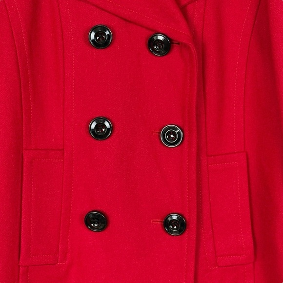 Jones New York Red Wool Blend Double Breasted Peacoat Jacket Size 6 - Picture 5 of 16
